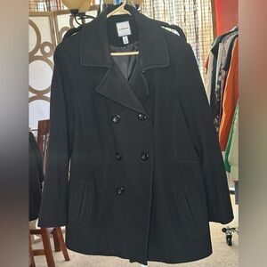 Classic Black Pea Coat Chic 🖤 Wool Blend Staple (1X)